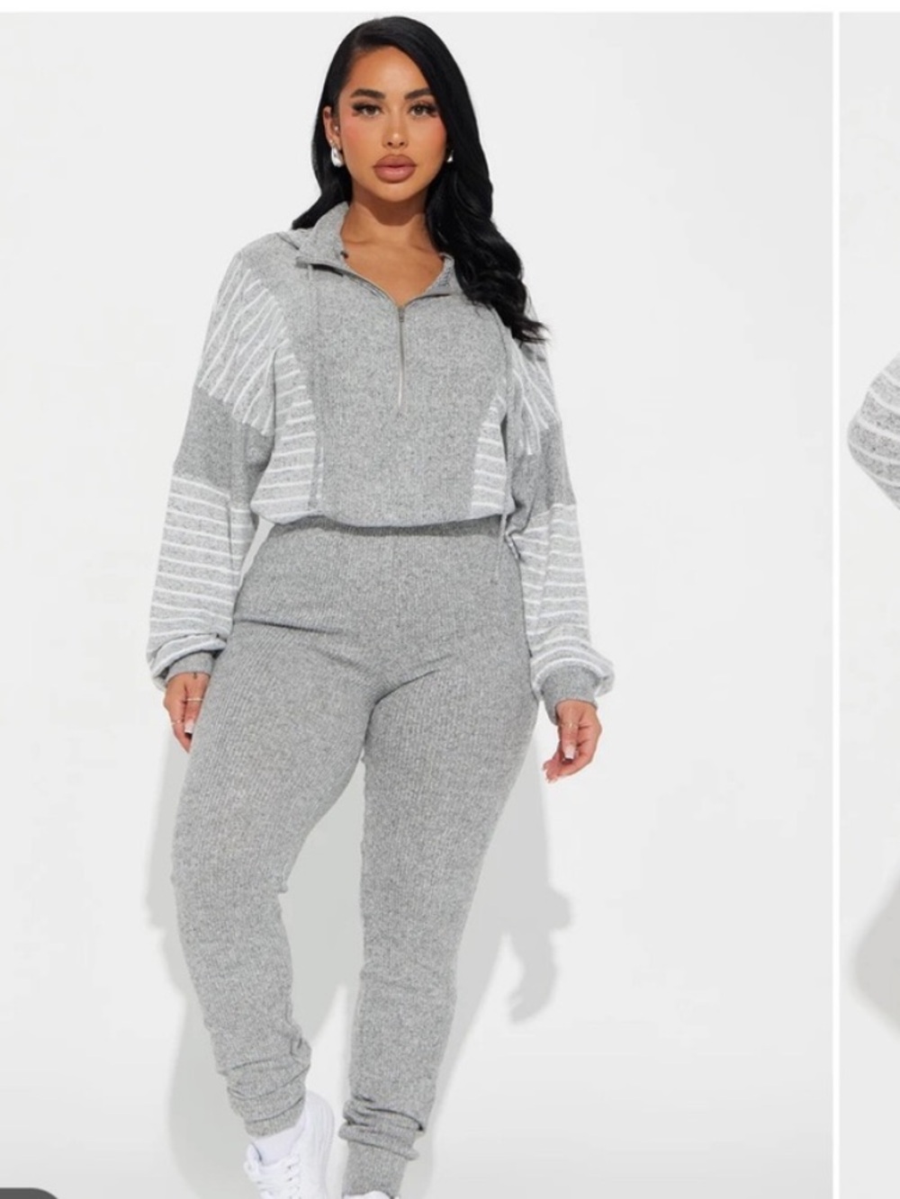 Fashion Nova Cozy Grey Knit Jumpsuit